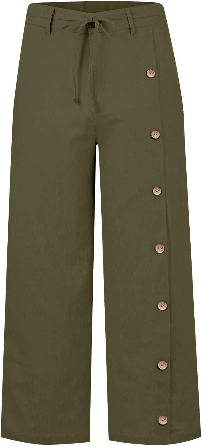 2025 Men's Casual Loose and Comfortable Casual Pants Cotton Linen Buttons Pants