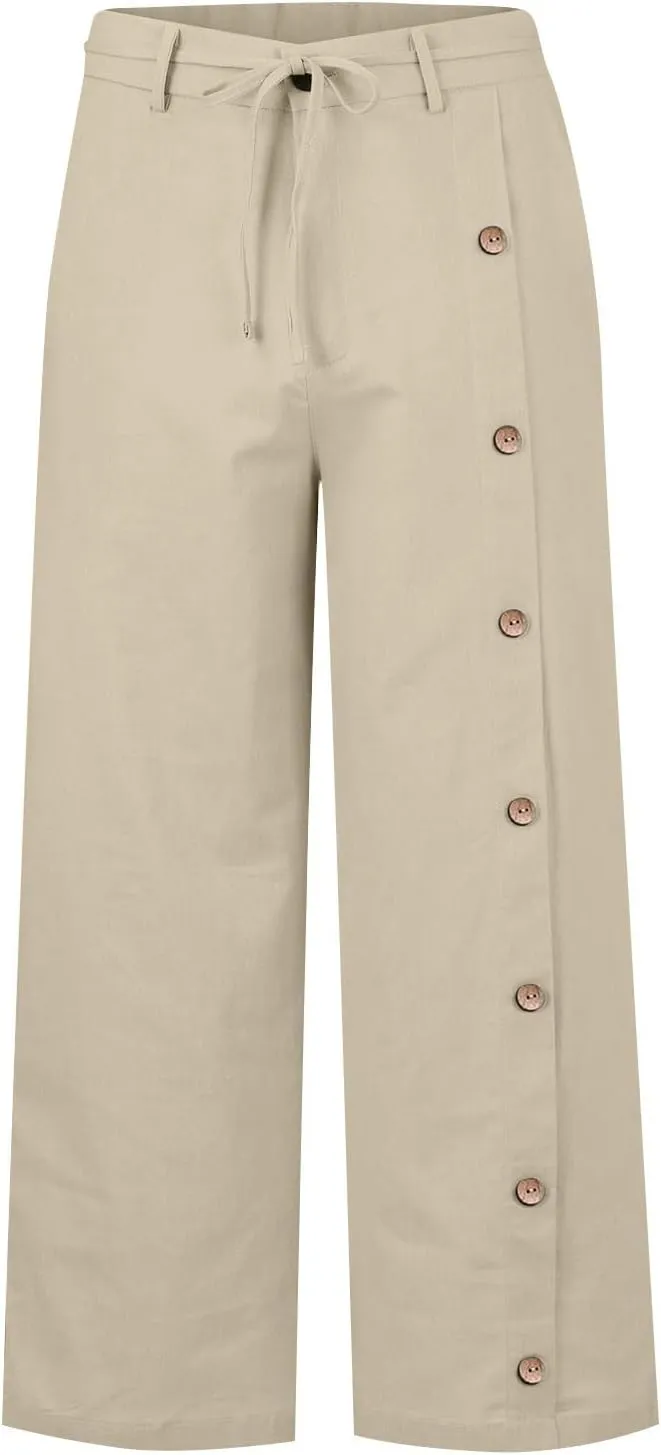 2025 Men's Casual Loose and Comfortable Casual Pants Cotton Linen Buttons Pants