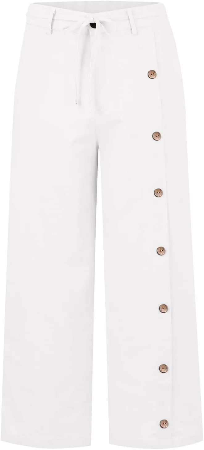 2025 Men's Casual Loose and Comfortable Casual Pants Cotton Linen Buttons Pants