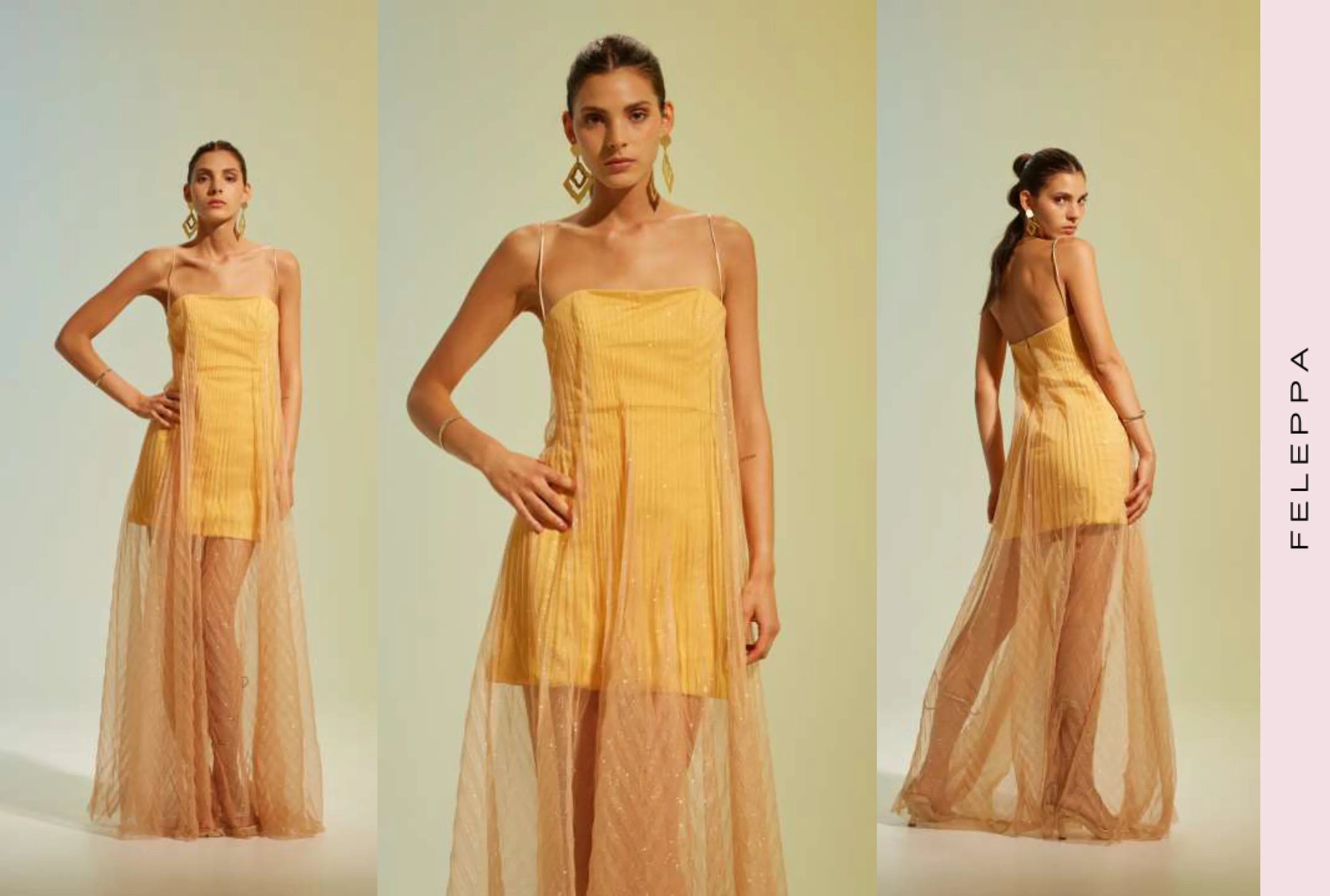 ABITO con TULLE oro