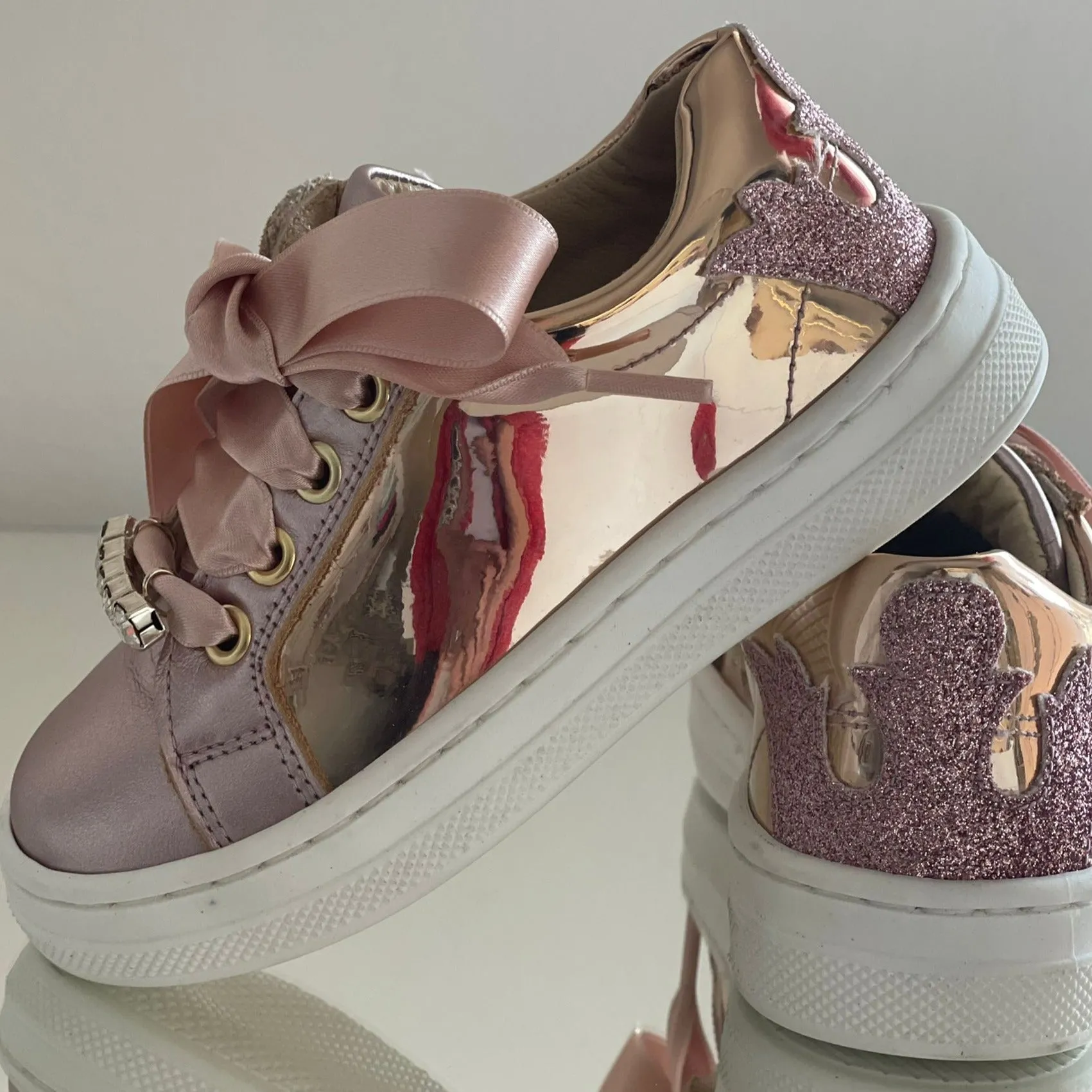 ANDANINES Sneakers rosa e oro con plantare anatomico