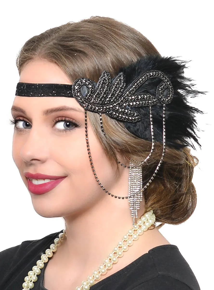Black and Silver Deluxe Gatsby 5 Piece Costume Accessory Set