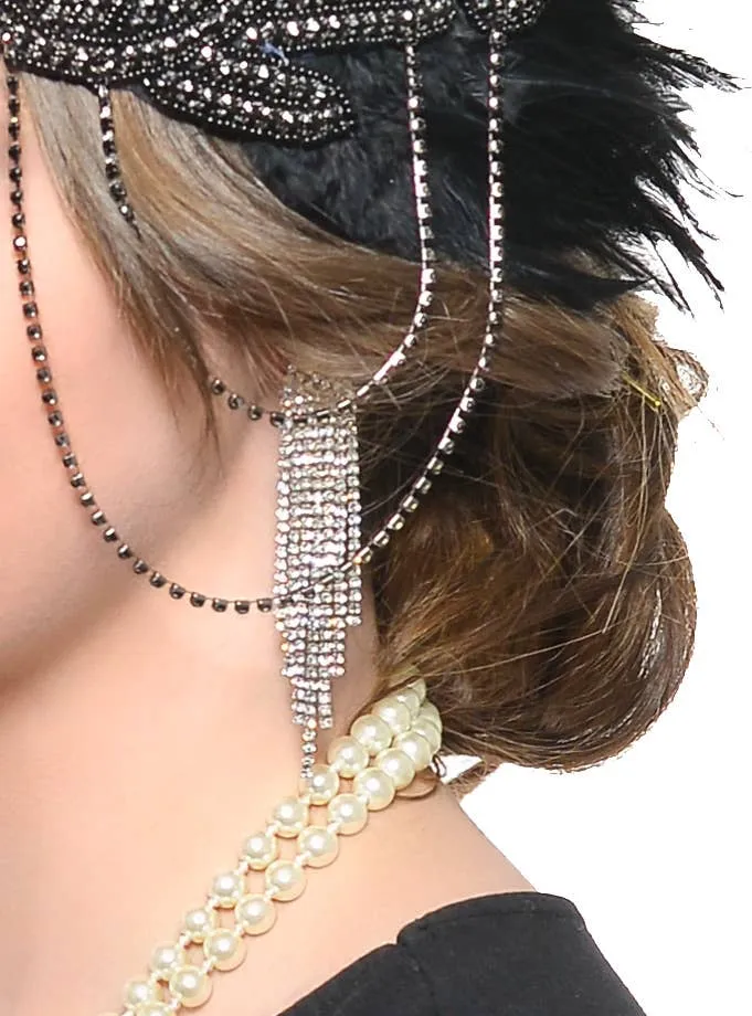 Black and Silver Deluxe Gatsby 5 Piece Costume Accessory Set