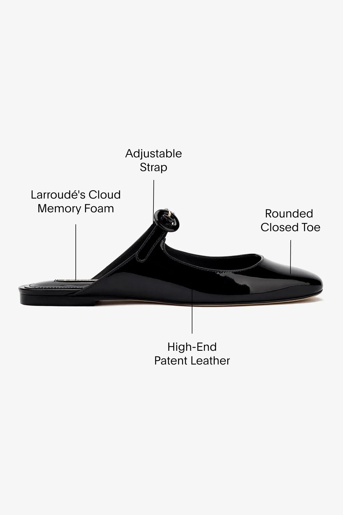 Blair Flat Mule In Black Patent Leather