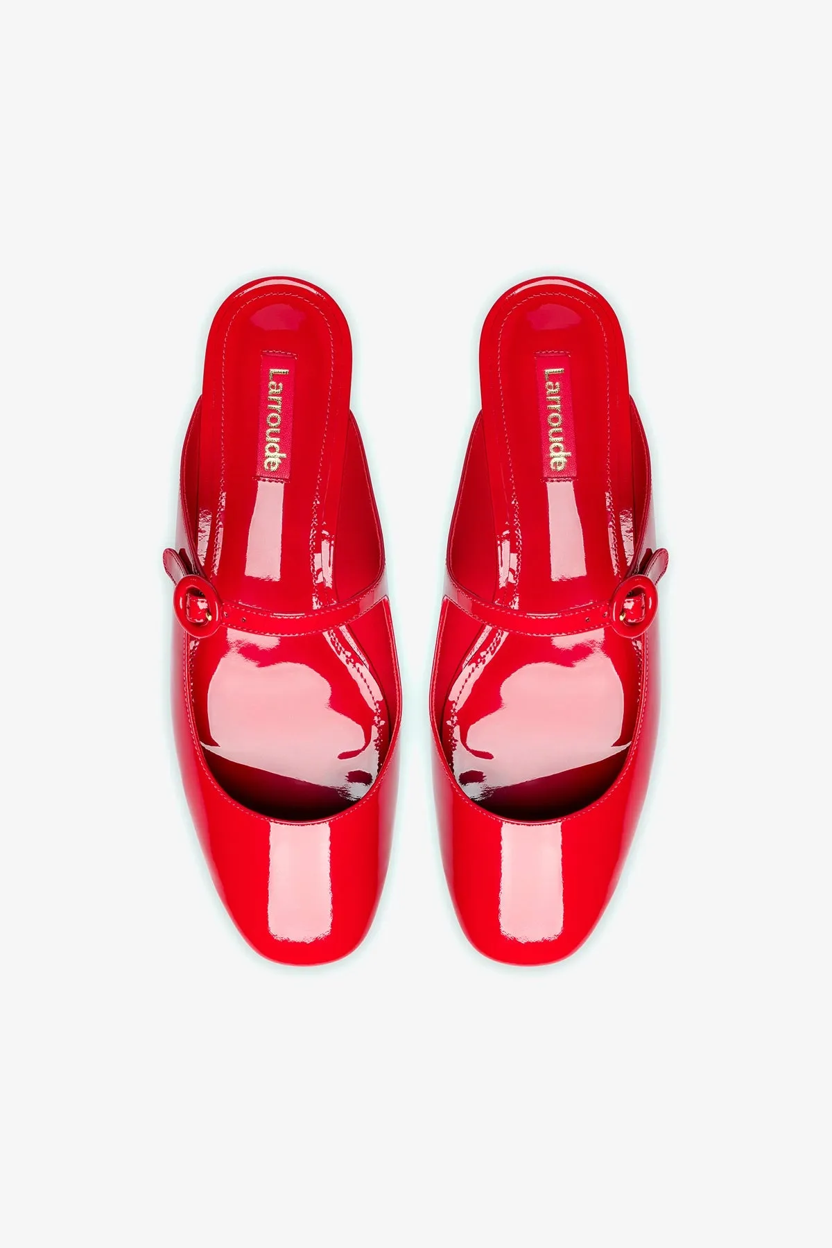 Blair Flat Mule In Scarlet Patent Leather