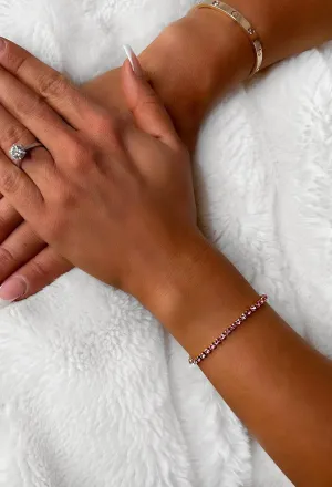 Blinding Babe Pink Diamante Tennis Bracelet