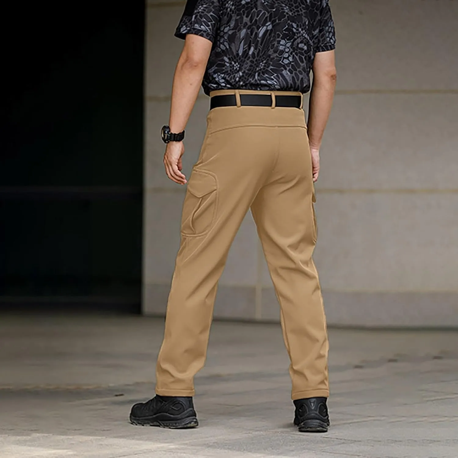 Cargo Pants for Men - Waterproof Winter Warm Fleece Lined Tactical Pants with Zipper Pockets