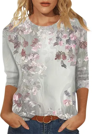 ChicCrate Womens Tops 3/4 Sleeve T-Shirts Crew Neck Loose Casual Tunic Blouses Fashion 2025 Shirts Graphic Tees