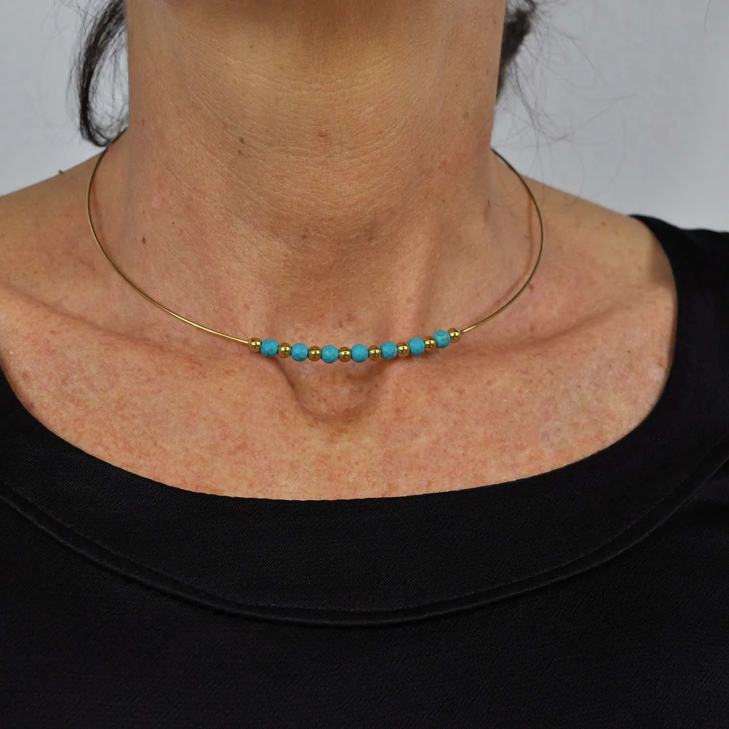 Choker cuentas turquesa