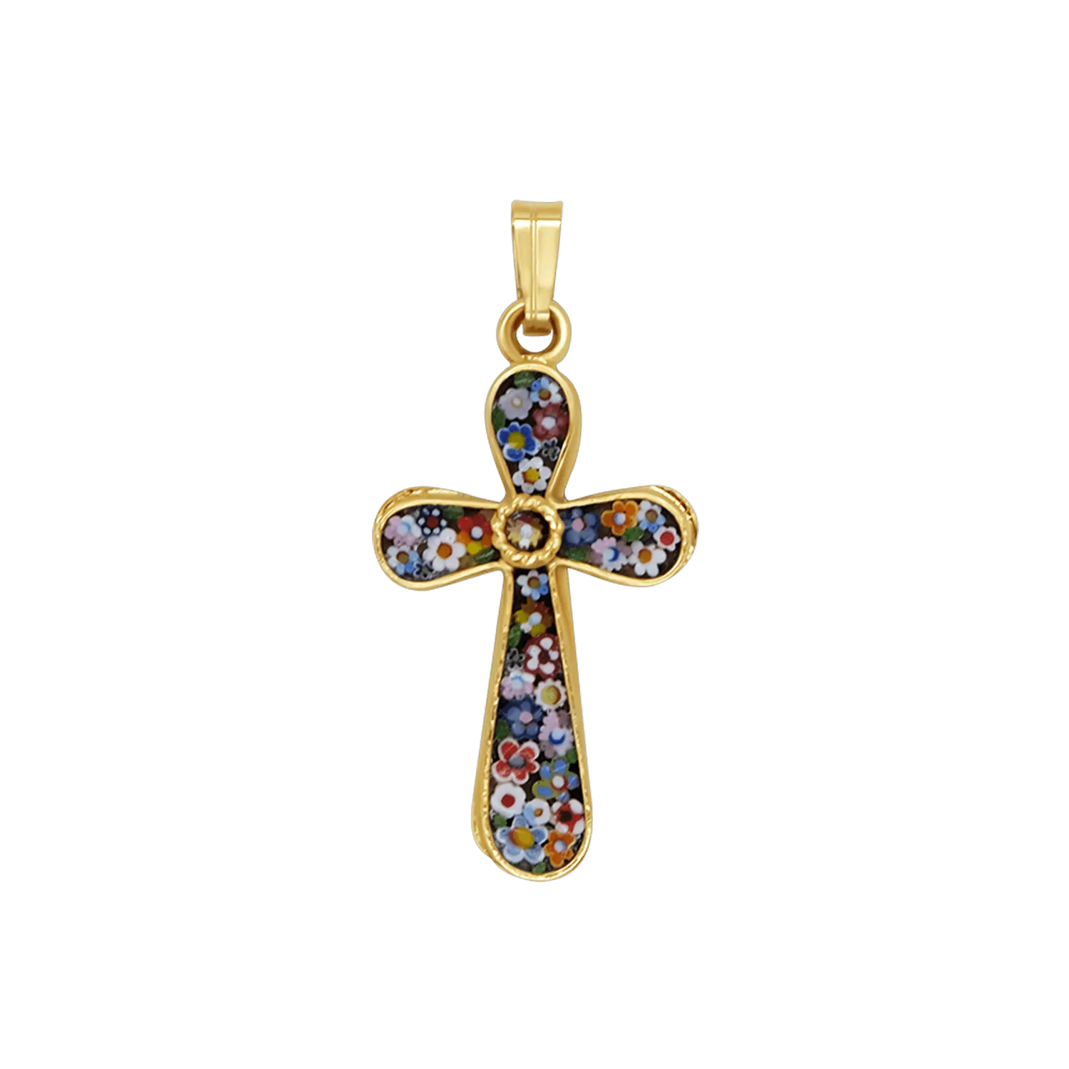 CROSS PENDANT - MICROMOSAIC JEWELRY - GOLDEN SILVER