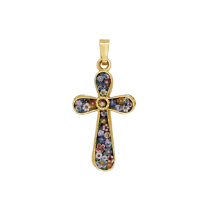 CROSS PENDANT - MICROMOSAIC JEWELRY - GOLDEN SILVER