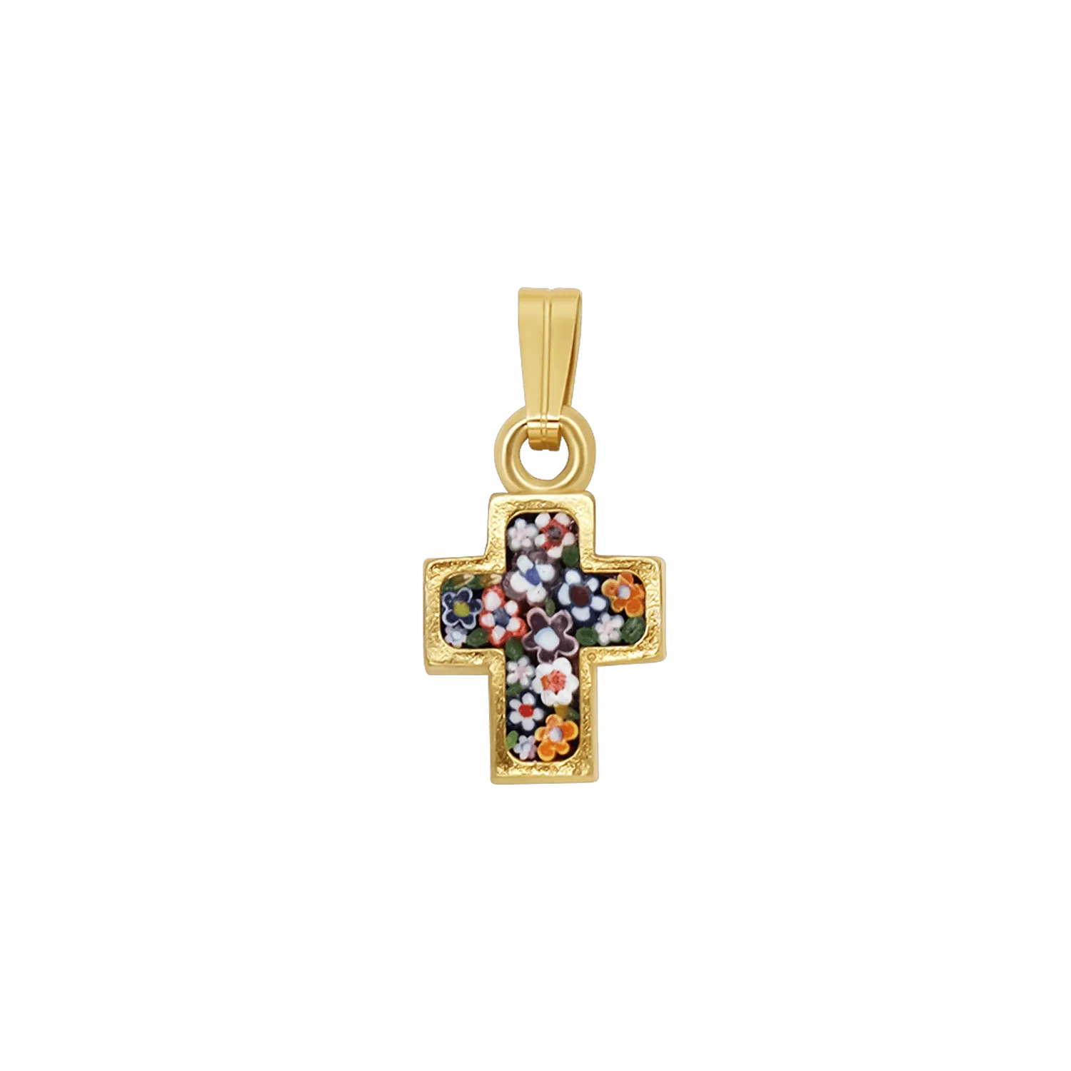 CROSS PENDANT - MICROMOSAIC JEWELRY - GOLDEN SILVER