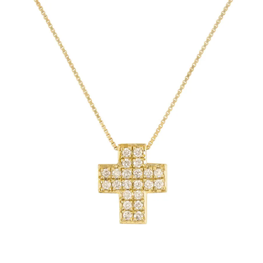 CROSS WITH DIAMOND - NECKLACE - GOLD