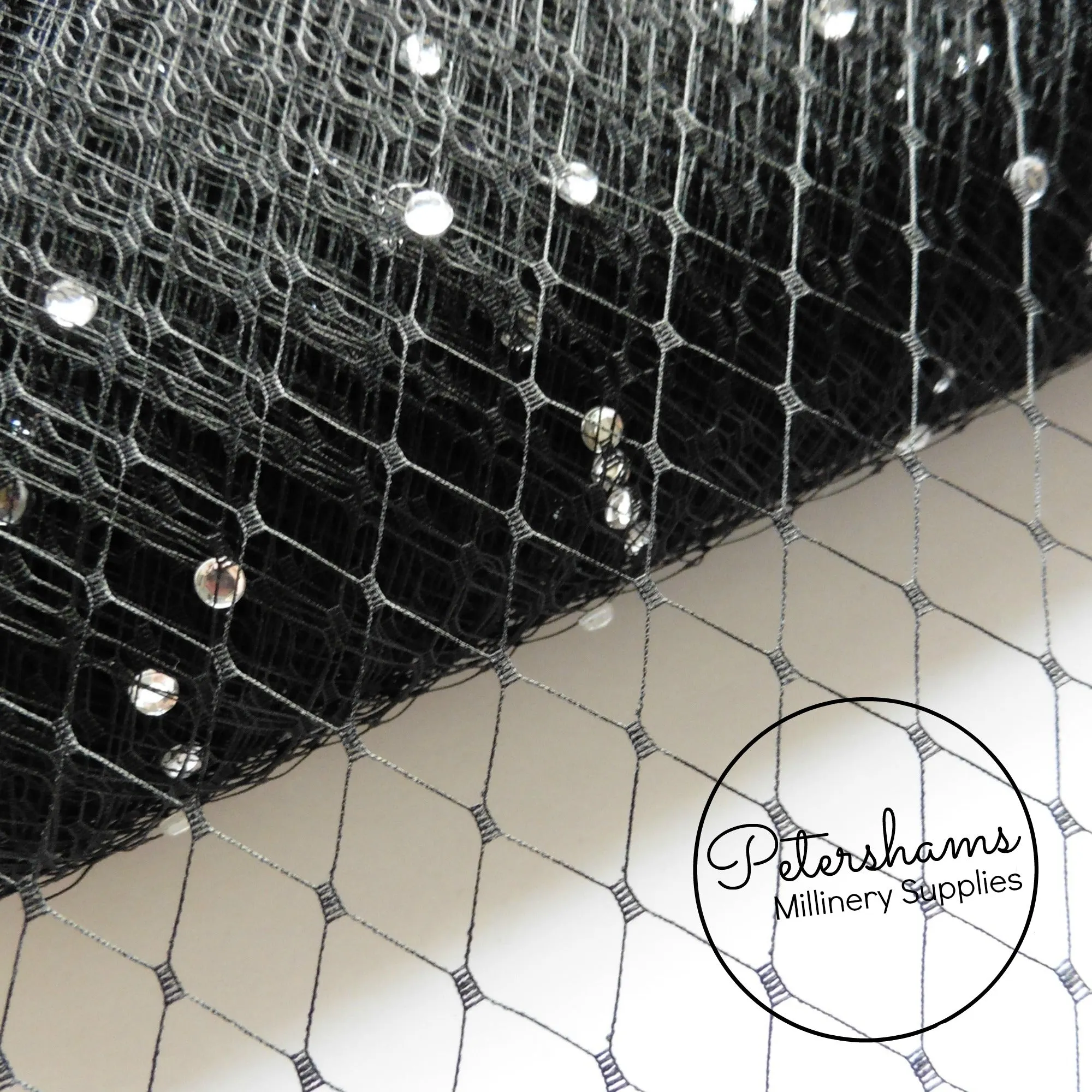 Diamante English Merry Widow Veiling, 30cm (12") Wide - 1m