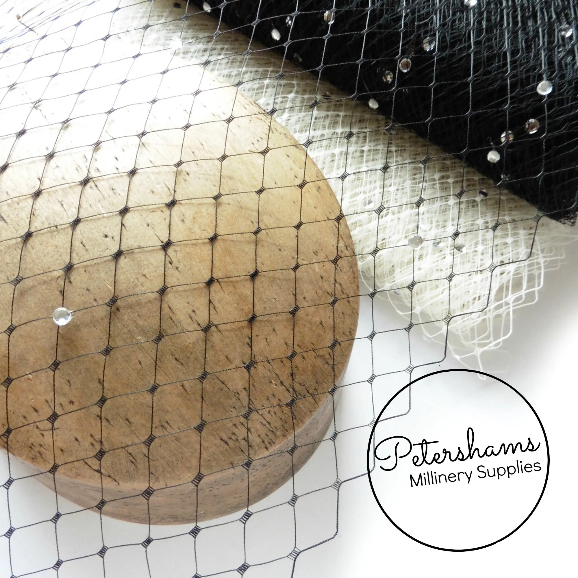Diamante English Merry Widow Veiling, 30cm (12") Wide - 1m