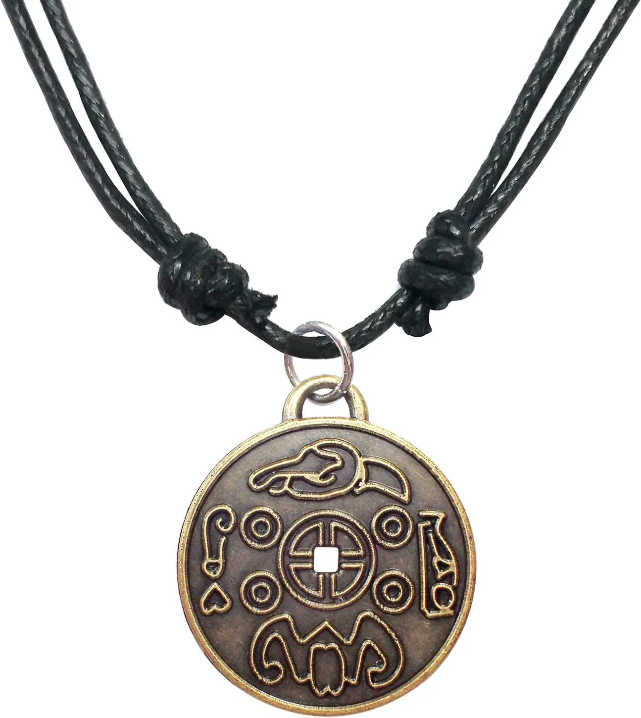 Feng Shui Attract Wealth Good Luck Money Amulet Coin Medal Pendant Adjustable Cord Necklace 16"