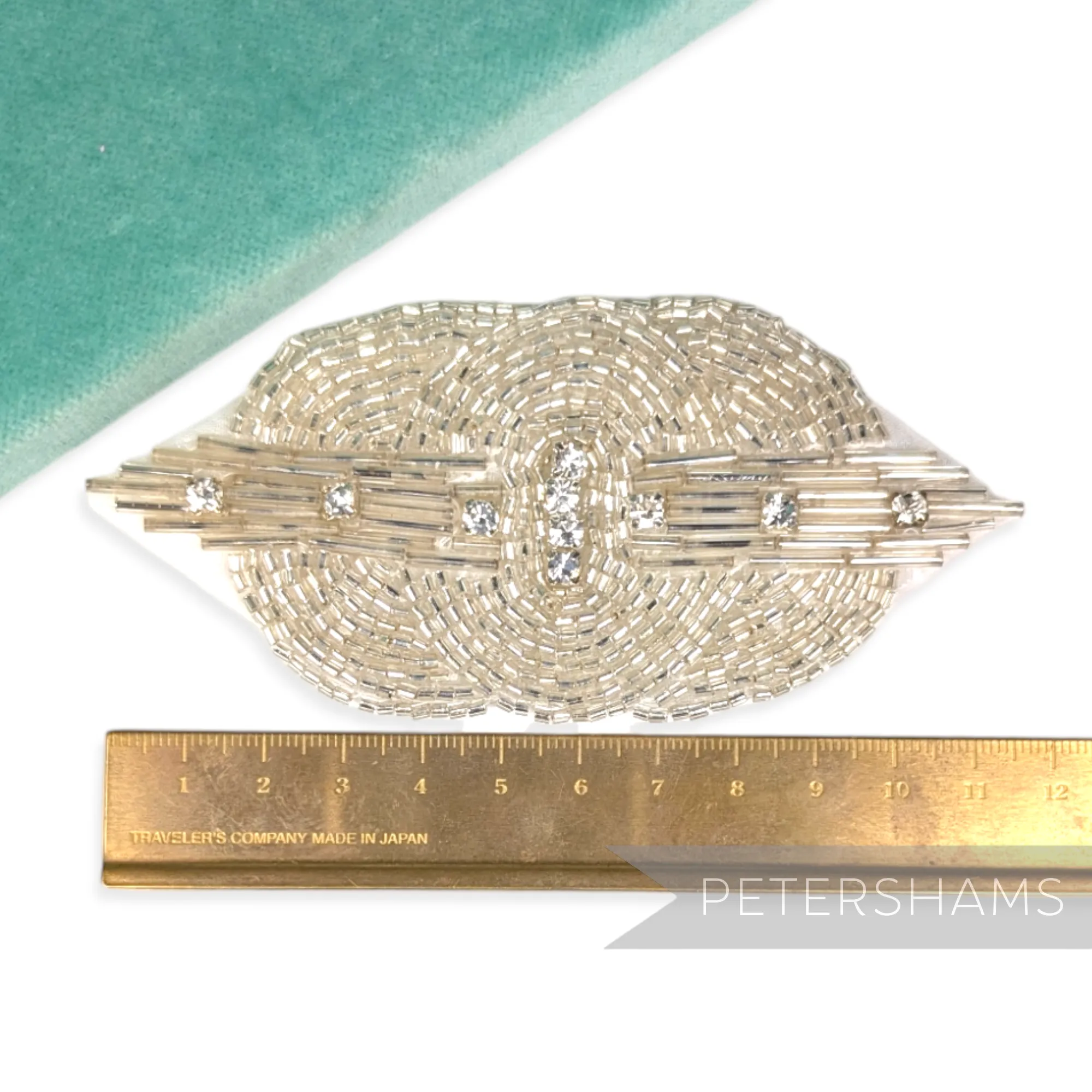 Heavily Beaded Silver Sew-on Motif with Diamantes