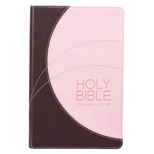 KJV BIBLE BROWN PINK FAUX LEATHER  DELUXE GIFT BIBLE RED LETTER EDITION RIBBON MARKER