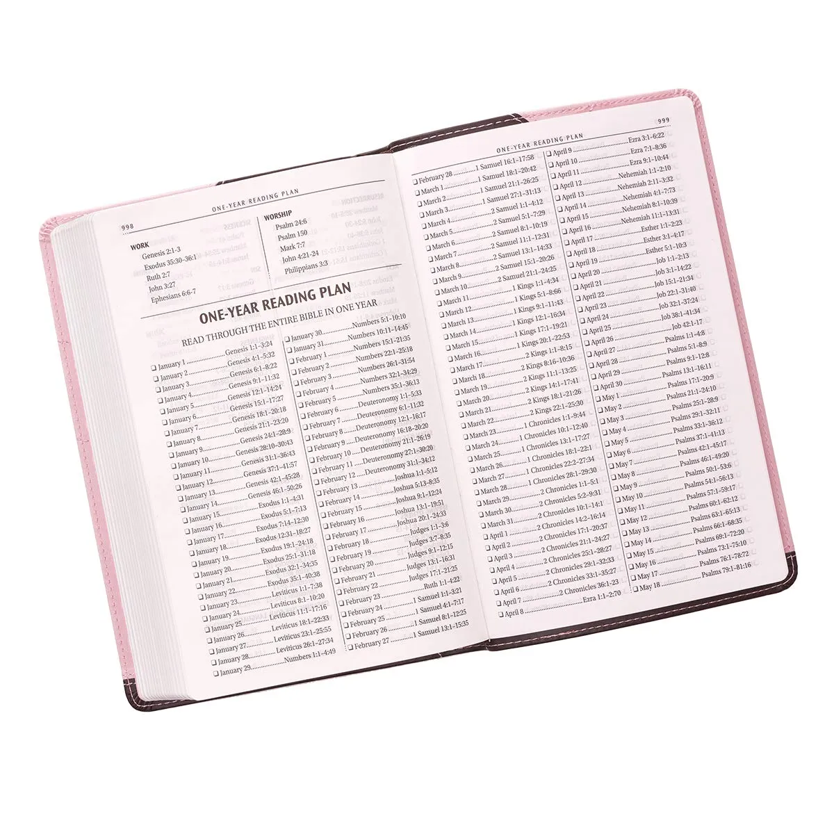 KJV BIBLE BROWN PINK FAUX LEATHER  DELUXE GIFT BIBLE RED LETTER EDITION RIBBON MARKER