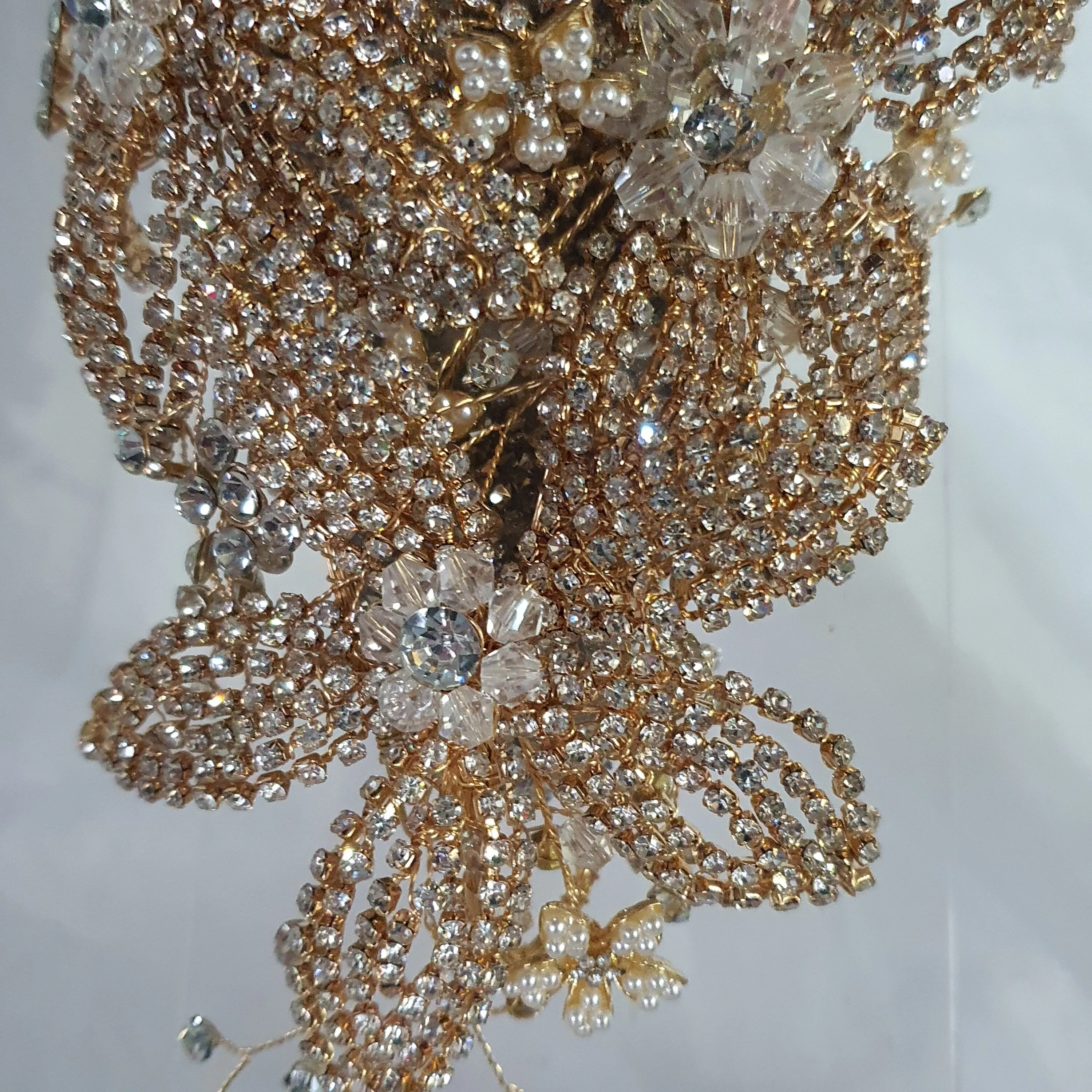 Luxury Diamante bouquet  Gold Jewel rhinestone crystal wedding bouquet Crystal Bridal Bouquet, cascade Jewel bouquet by Crystal wedding uk