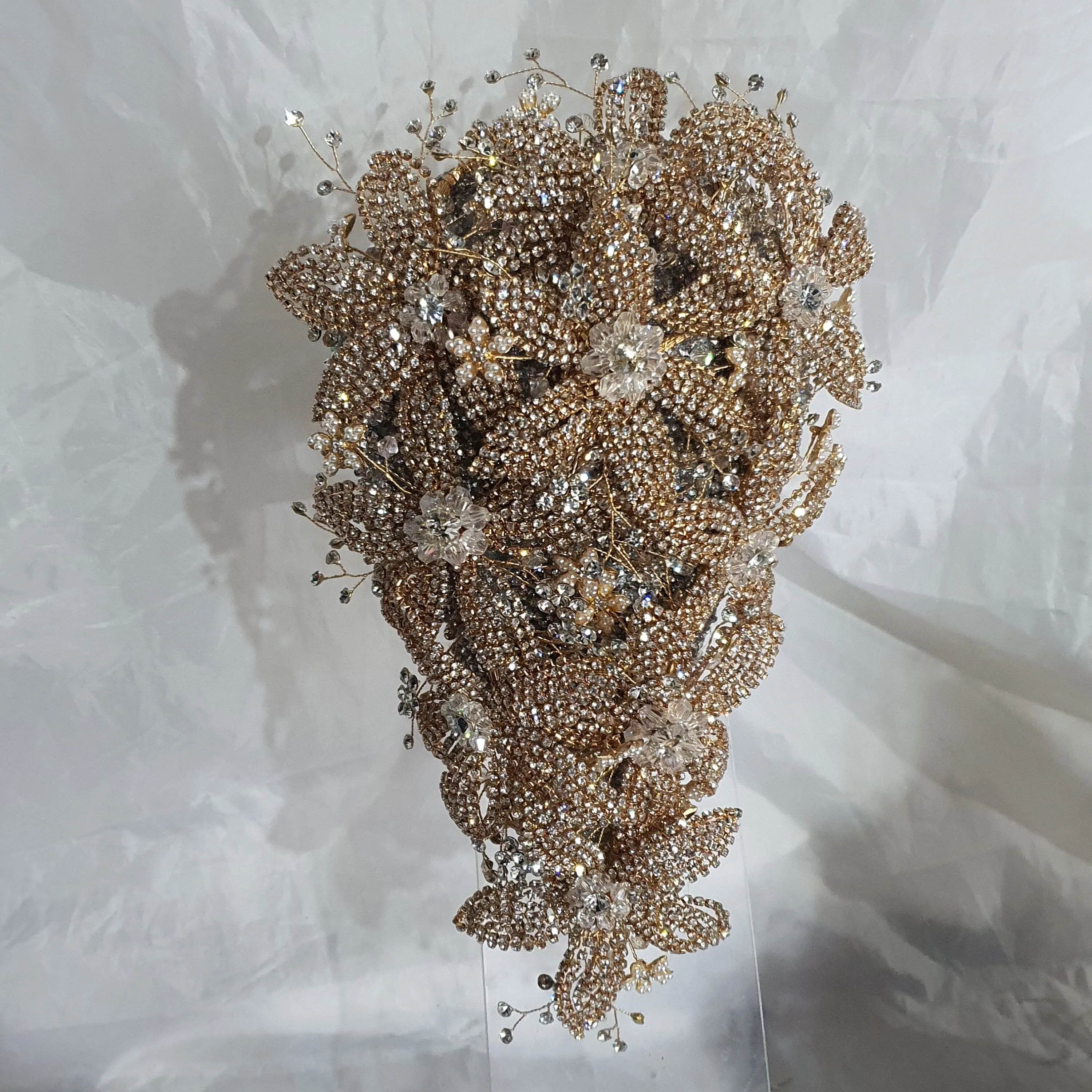 Luxury Diamante bouquet  Gold Jewel rhinestone crystal wedding bouquet Crystal Bridal Bouquet, cascade Jewel bouquet by Crystal wedding uk