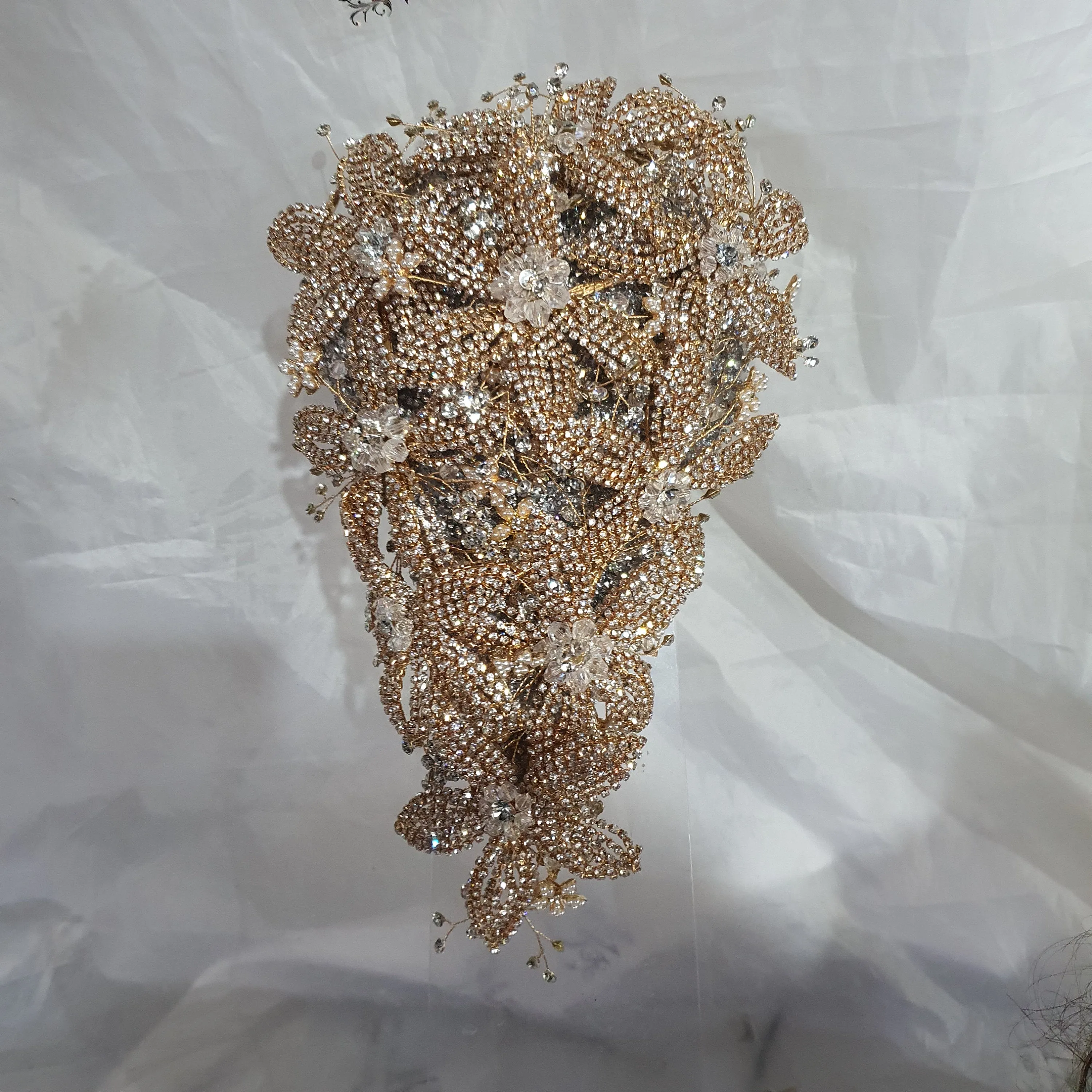 Luxury Diamante bouquet  Gold Jewel rhinestone crystal wedding bouquet Crystal Bridal Bouquet, cascade Jewel bouquet by Crystal wedding uk