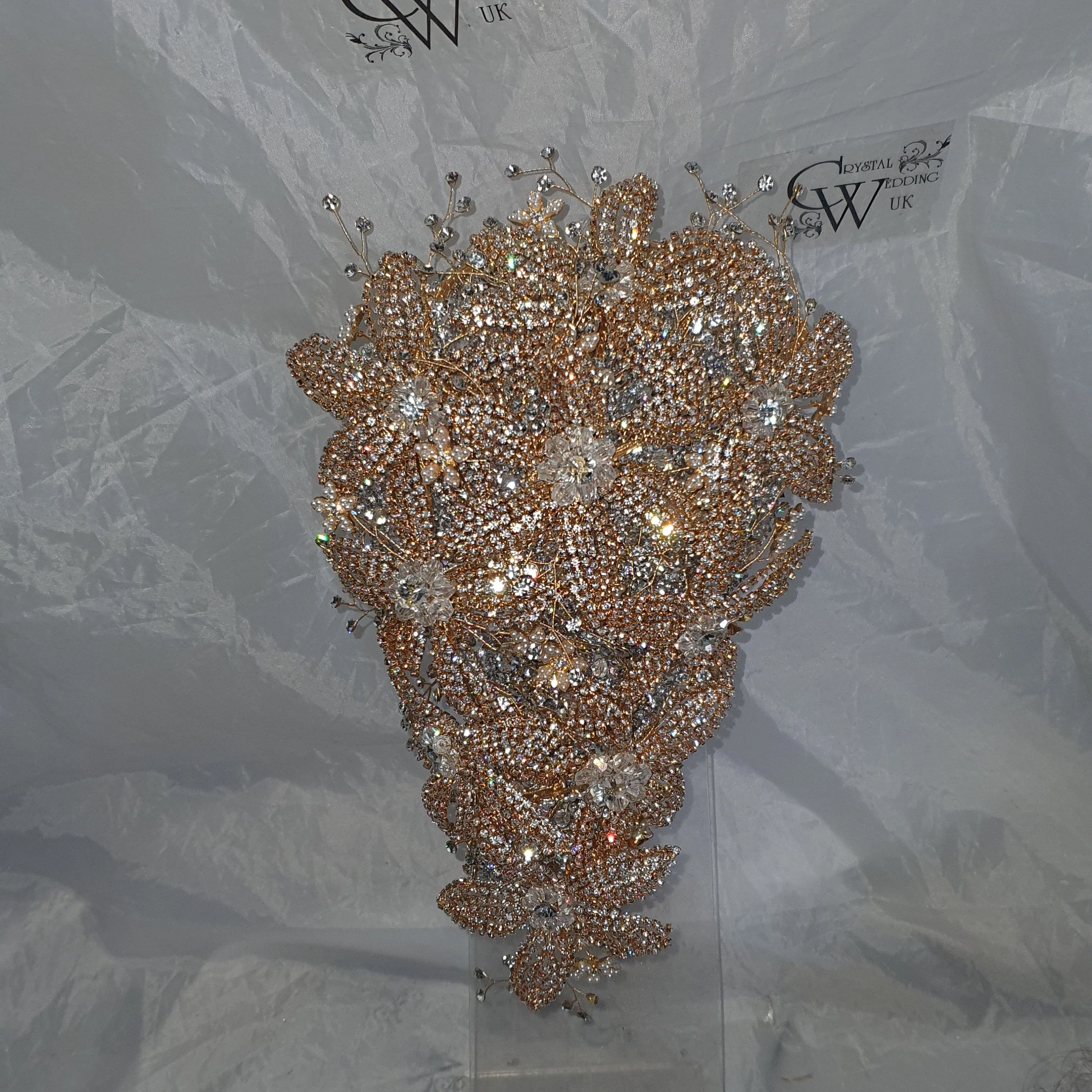 Luxury Diamante bouquet  Gold Jewel rhinestone crystal wedding bouquet Crystal Bridal Bouquet, cascade Jewel bouquet by Crystal wedding uk