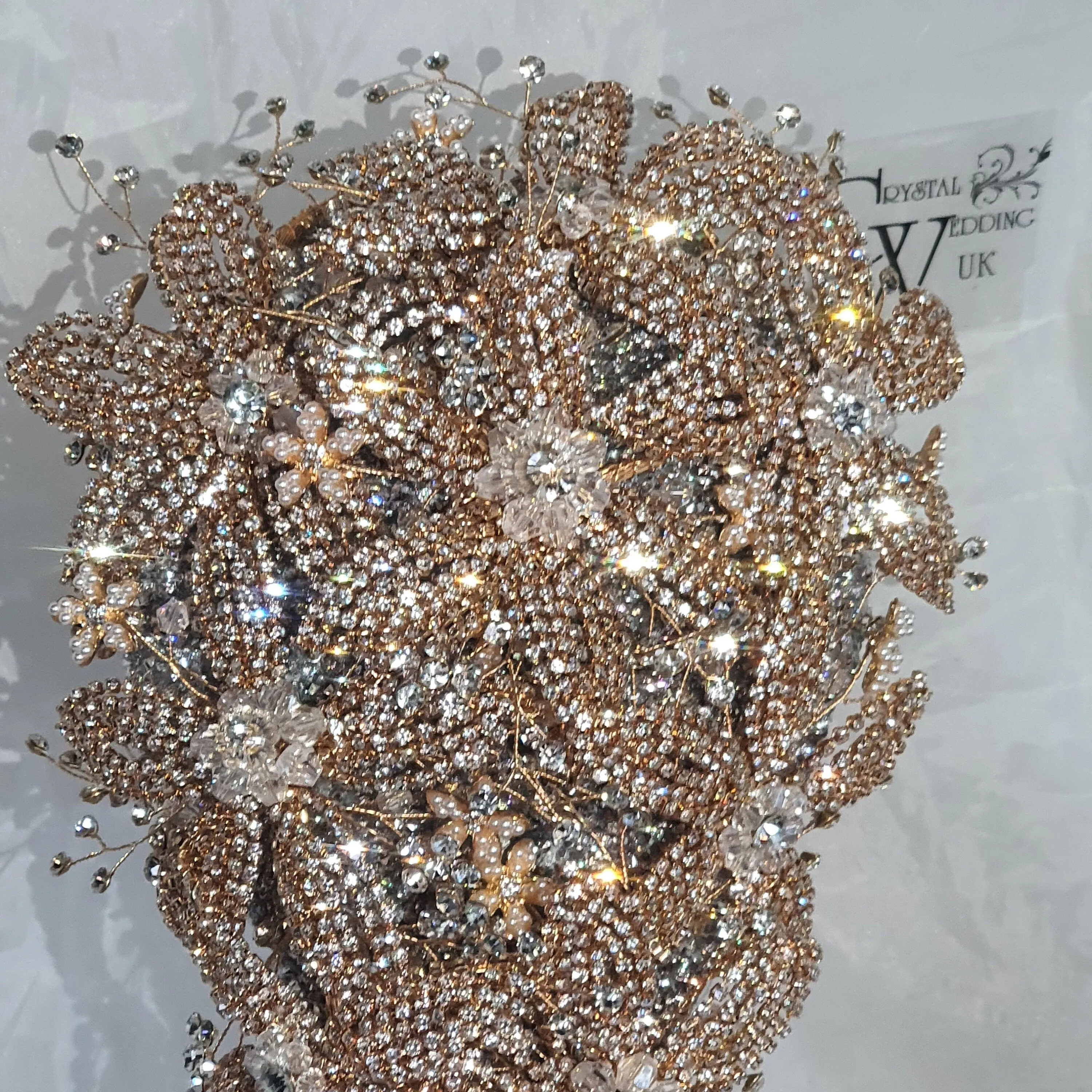 Luxury Diamante bouquet  Gold Jewel rhinestone crystal wedding bouquet Crystal Bridal Bouquet, cascade Jewel bouquet by Crystal wedding uk
