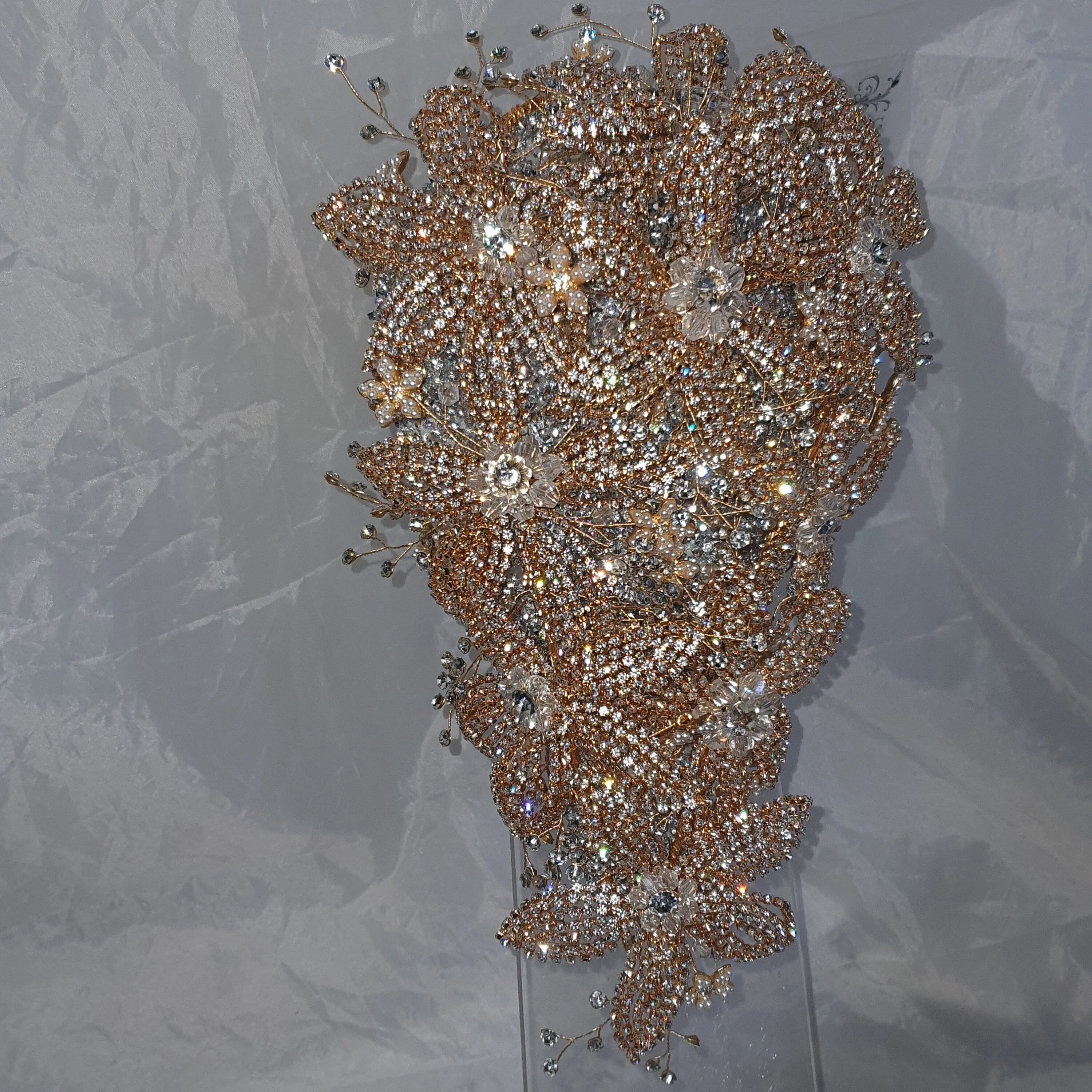 Luxury Diamante bouquet  Gold Jewel rhinestone crystal wedding bouquet Crystal Bridal Bouquet, cascade Jewel bouquet by Crystal wedding uk