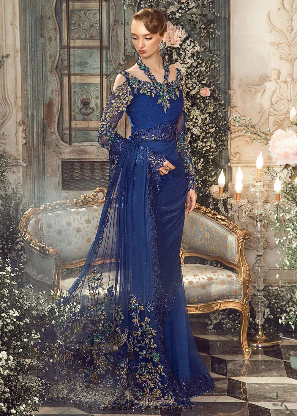 Mbroidered Wedding 2023 by Maria B | Cobalt Blue BD-2704