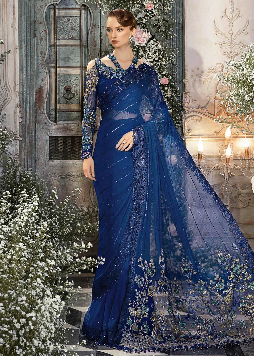 Mbroidered Wedding 2023 by Maria B | Cobalt Blue BD-2704