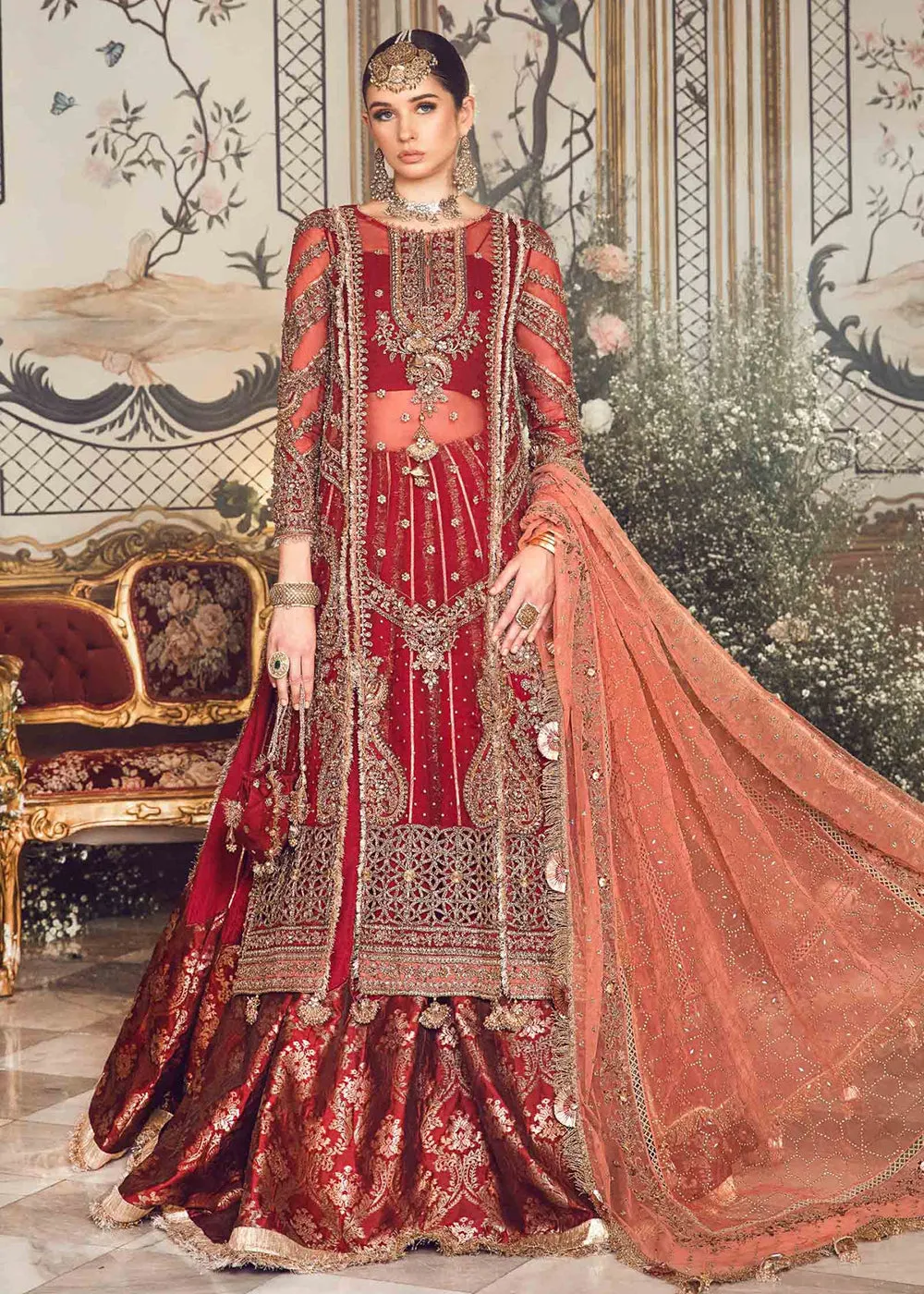 Mbroidered Wedding 2023 by Maria B | Maroon BD-2708