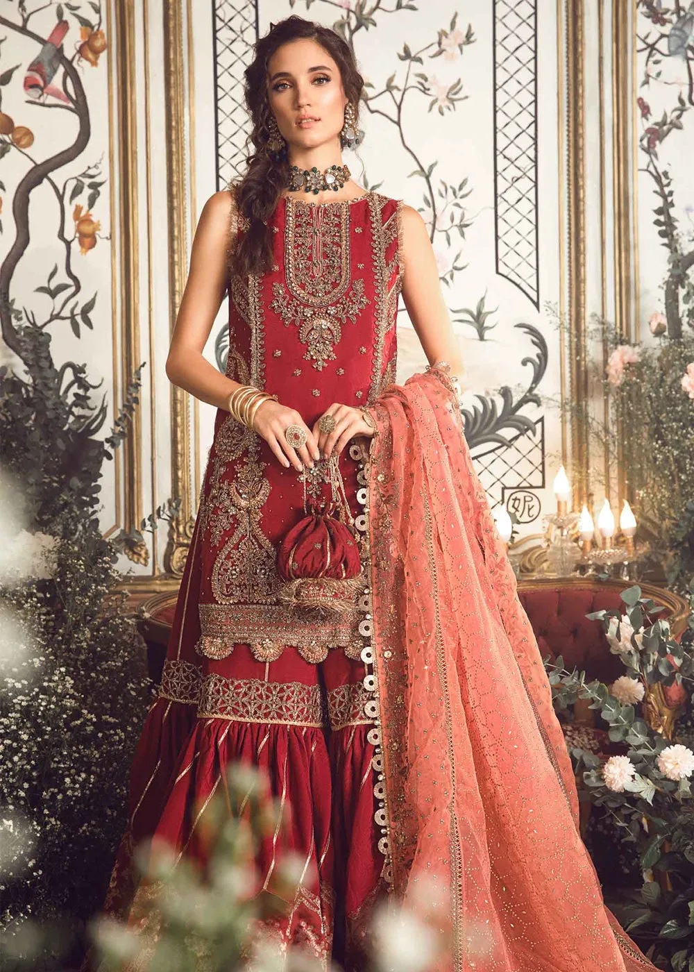 Mbroidered Wedding 2023 by Maria B | Maroon BD-2708