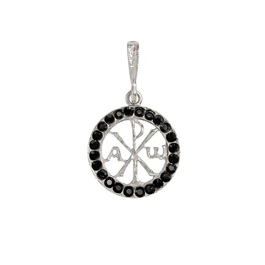 PEACE CROSS - BLACK SWAROVSKI PENDANT - SILVER
