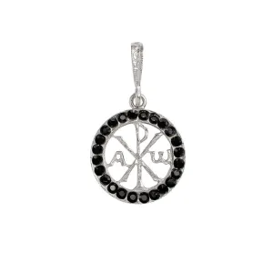 PEACE CROSS - BLACK SWAROVSKI PENDANT - SILVER