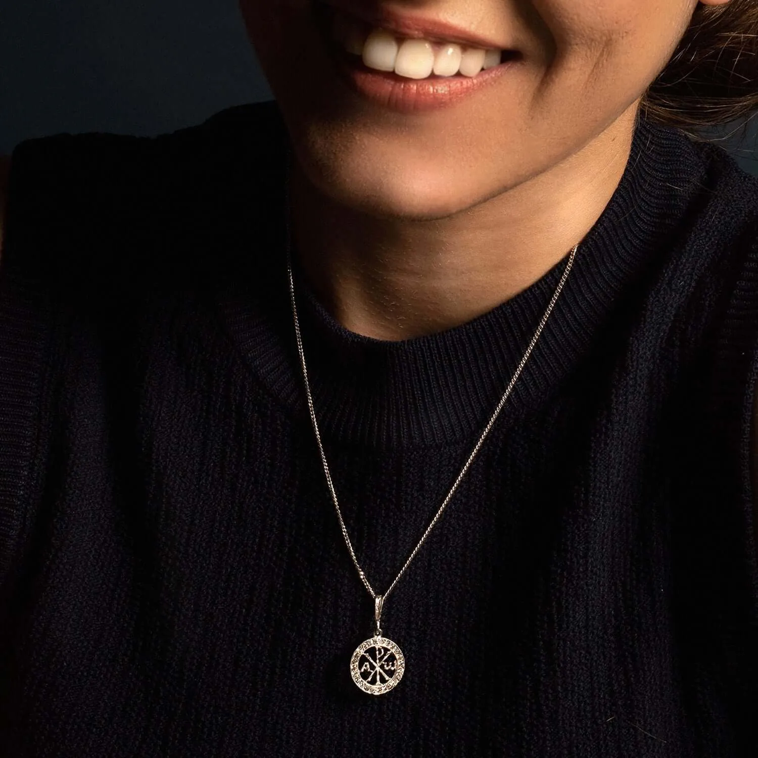 PEACE CROSS - WHITE SWAROVSKI PENDANT - SILVER