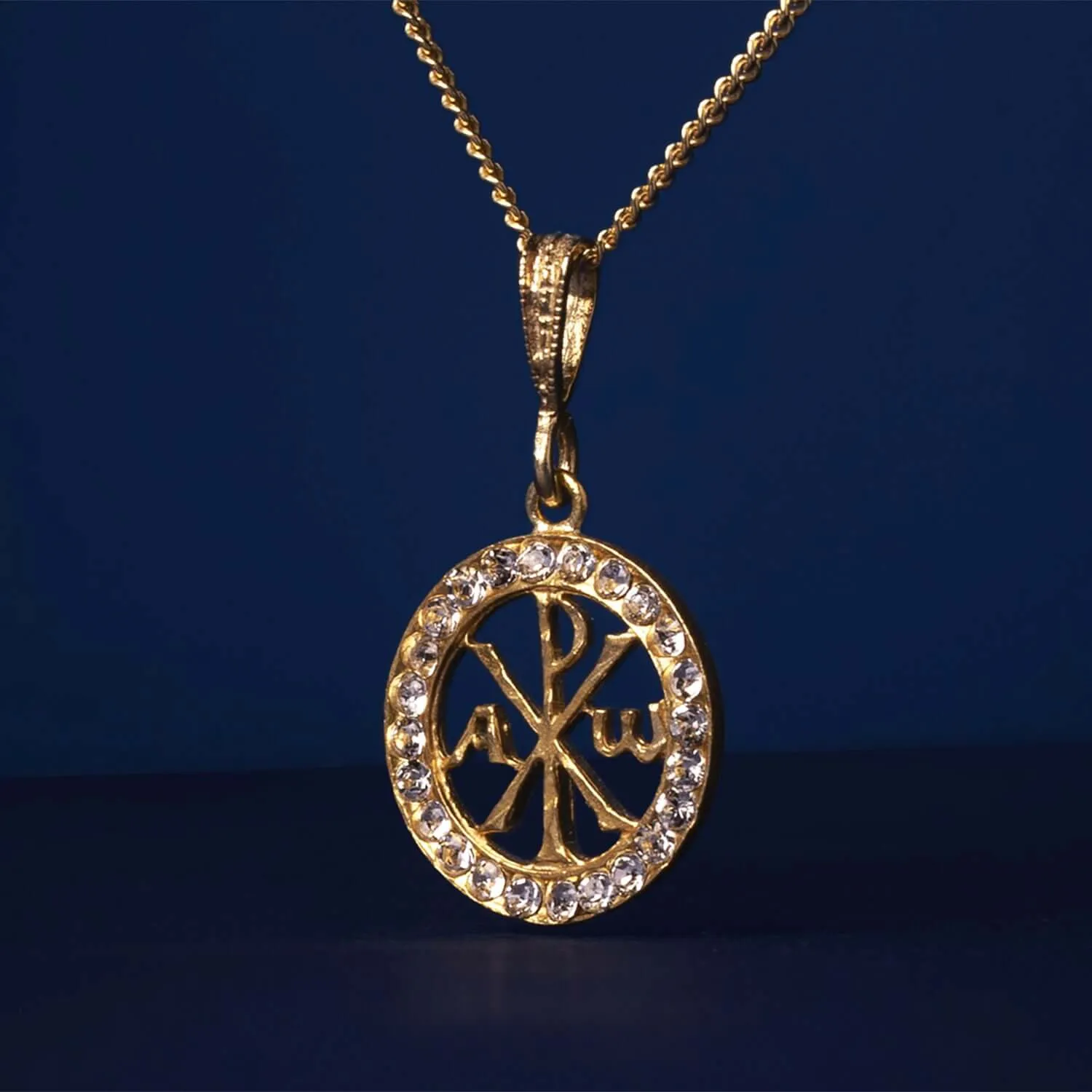 PEACE CROSS - WHITE SWAROVSKI PENDANT - VERMEIL SILVER