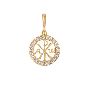 PEACE CROSS - WHITE SWAROVSKI PENDANT - VERMEIL SILVER