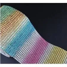 Rainbow multi  Rhinestone ribbon, Diamond Mesh, Diamante Bling, Crystal trim 1 METER cake trim. by Crystal wedding uk