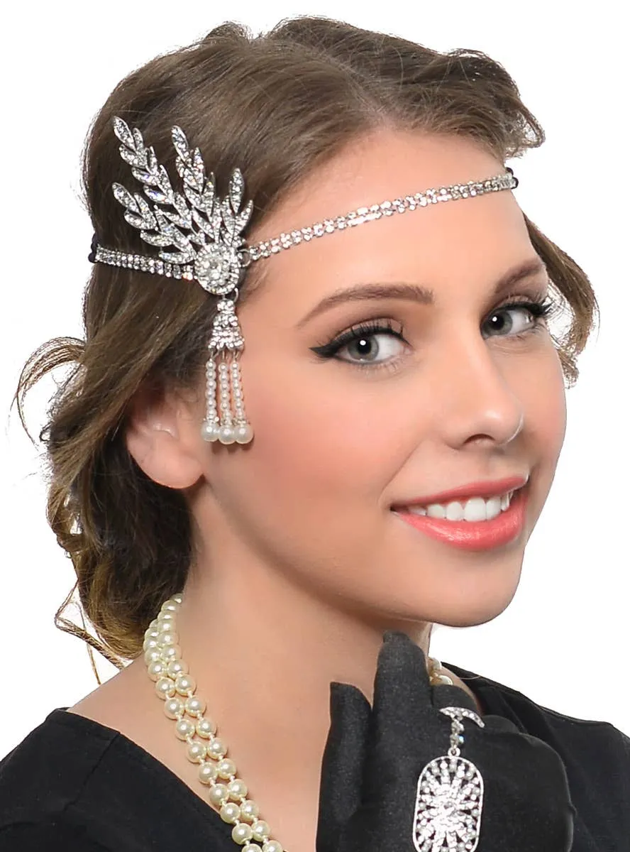 Rhinestones and Pearls Deluxe 5 Piece Gatsby Accessory Set