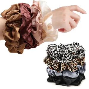 Scrunchies Hair Ties for Women - Big Silk Satin Scrunchie Jumbo Gaint Oversized Cute Scrunchy for Curl Thick Hair Ligas Para el Cabello De Mujer Decorations Hair Accessories Gift for Girls