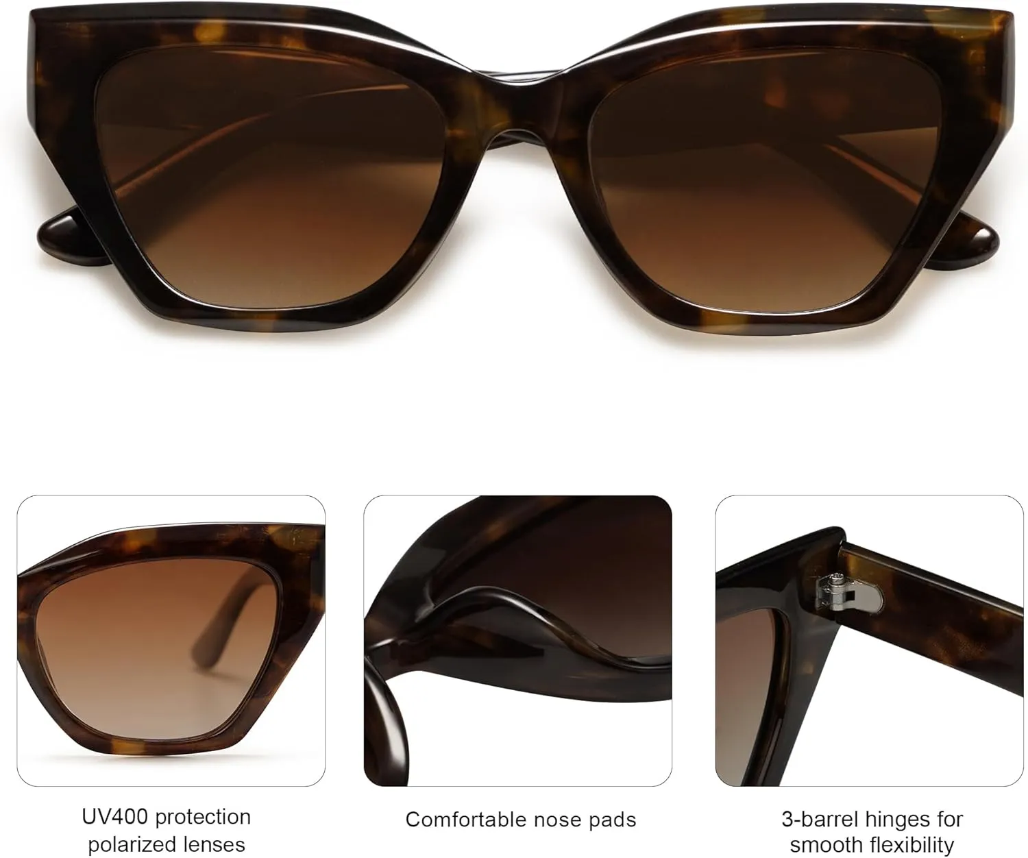 SOJOS Square Cat Eye Polarized Sunglasses for Women Small Retro Vintage Trendy Cateye Shades Sunnies Gafas de sole SJ2235