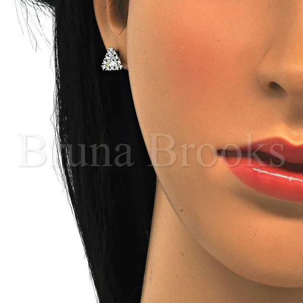 Sterling Silver 02.285.0050 Stud Earring, with White Cubic Zirconia, Polished Finish,