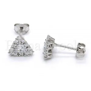 Sterling Silver 02.285.0050 Stud Earring, with White Cubic Zirconia, Polished Finish,