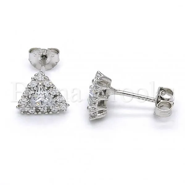 Sterling Silver 02.285.0050 Stud Earring, with White Cubic Zirconia, Polished Finish,
