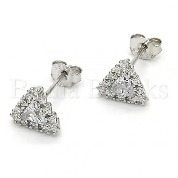 Sterling Silver 02.285.0050 Stud Earring, with White Cubic Zirconia, Polished Finish,