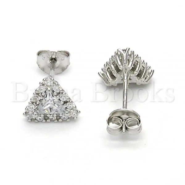 Sterling Silver 02.285.0050 Stud Earring, with White Cubic Zirconia, Polished Finish,