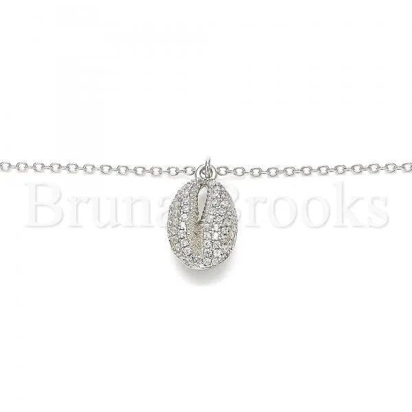 Sterling Silver 04.336.0172.16 Fancy Necklace, with White Crystal, Polished Finish, Rhodium Tone