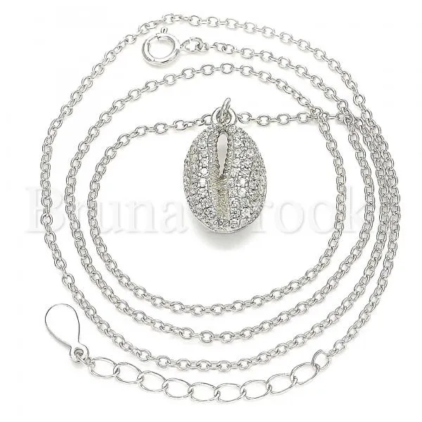 Sterling Silver 04.336.0172.16 Fancy Necklace, with White Crystal, Polished Finish, Rhodium Tone