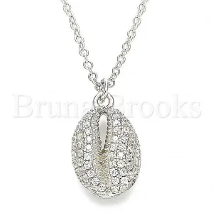 Sterling Silver 04.336.0172.16 Fancy Necklace, with White Crystal, Polished Finish, Rhodium Tone